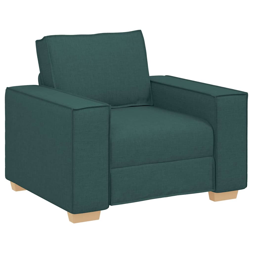 Sofa Set with Cushion 3 pcs Dark Green 220 x 78 x 84 cm Fabric